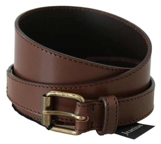 PLEIN SUD Brown Genuine Leather Rustic Metal Buckle Belt - YSONA