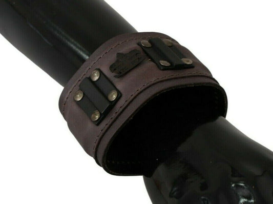 Scervino Street Brown Leather Branded Wide Buckle Closure Bracelet - YSONA