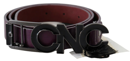 Costume National Brown Leather Large Logo Letter Buckle Belt - YSONA
