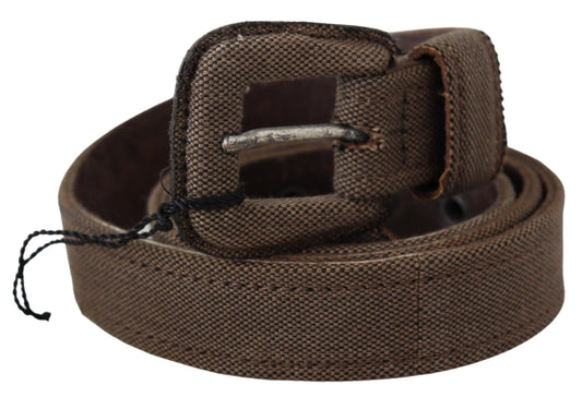 Costume National Brown Leather Logo Buckle Waist Belt - YSONA