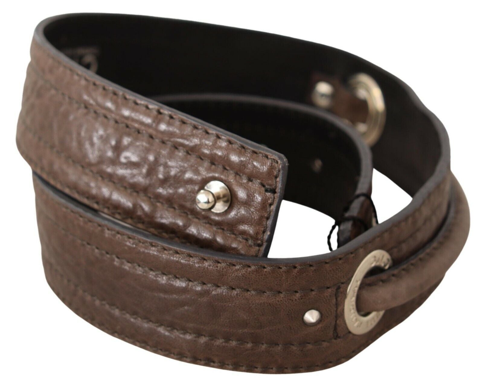 Costume National Brown Leather Silver Fastening Belt - view 3
