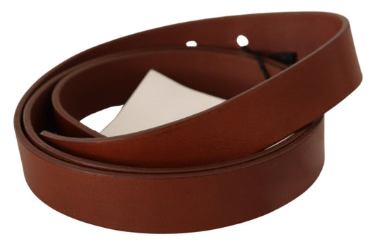 Costume National Brown Leather Silver Fastening Belt - YSONA