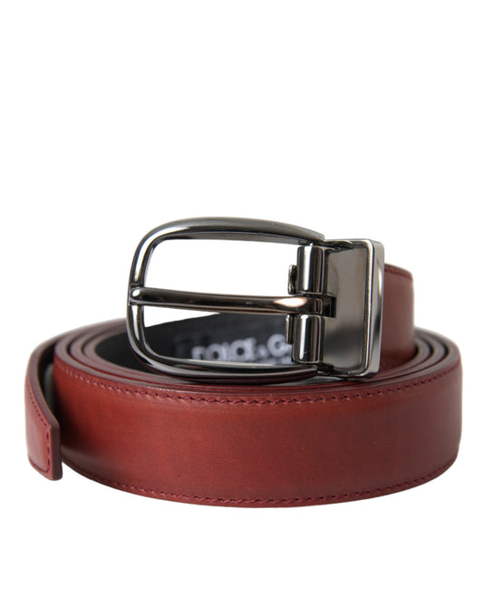 Dolce & Gabbana Brown Leather Silver Metal Buckle Belt Men - YSONA