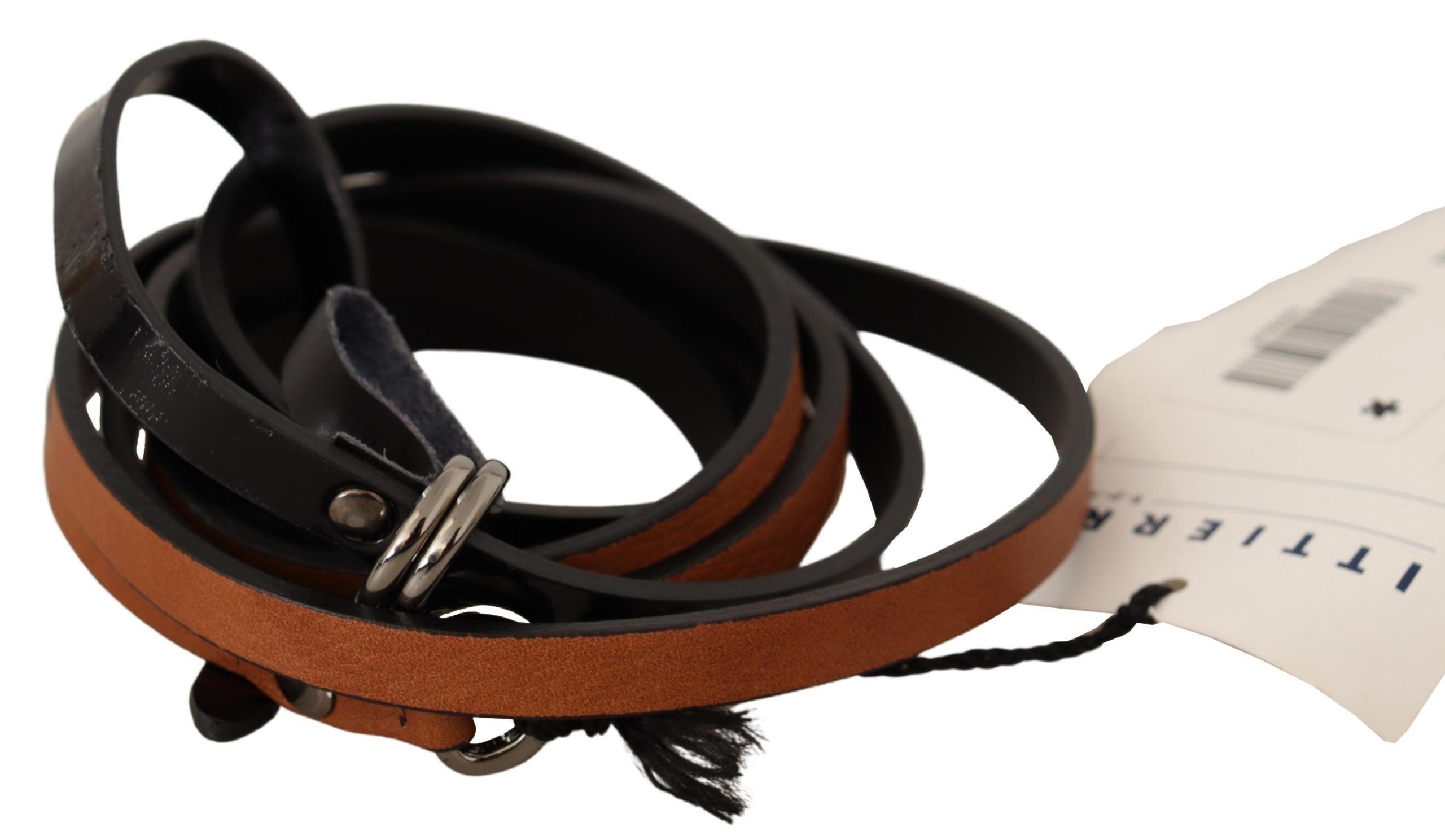 Costume National Brown Leather Silver Tone Buckle Belt - view 2