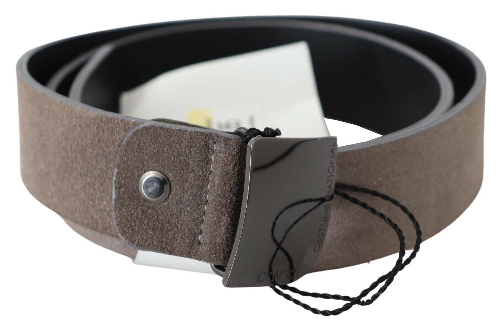 Costume National Brown Leather Square Logo Buckle Belt - view 2