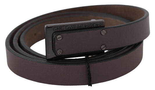 Costume National Brown Leather Tactical Logo Buckle Dark - YSONA