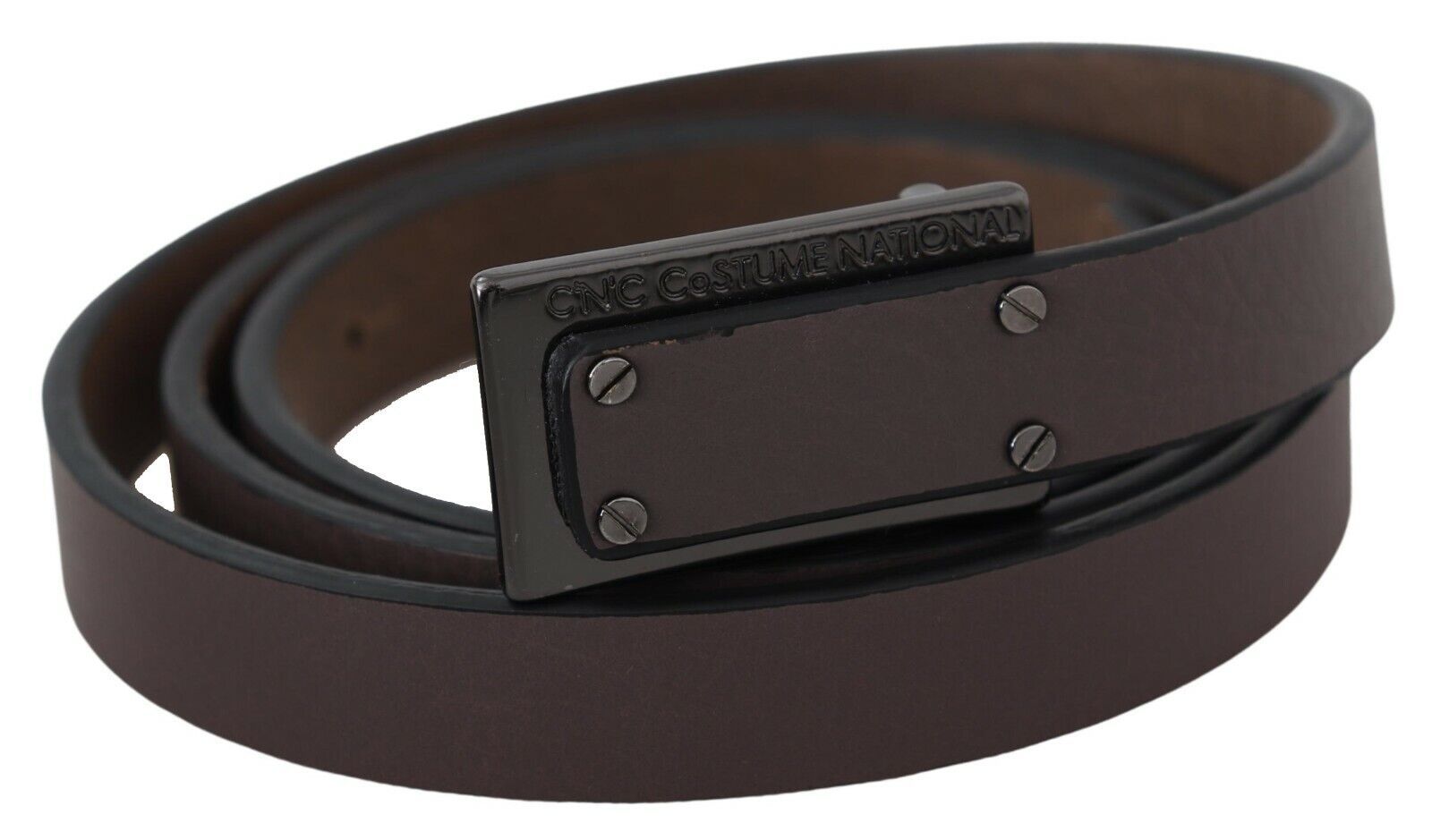 Costume National Brown Leather Tactical Logo Screw Buckle Belt - view 2