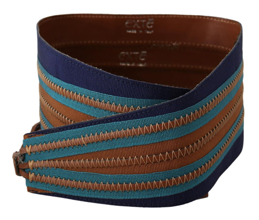 Exte Brown Leather Wide Waistband Tie Fastening Belt - YSONA