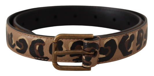 Dolce & Gabbana Brown Leopard Print Vintage Metal Waist Buckle Belt - YSONA