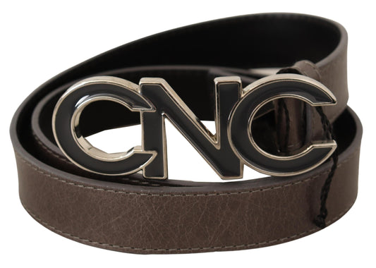 Costume National Brown Letter Logo Buckle Belt - YSONA