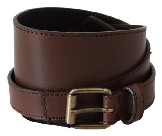 PLEIN SUD Brown Wide Leather Rustic Gold Metal Buckle Dark - YSONA