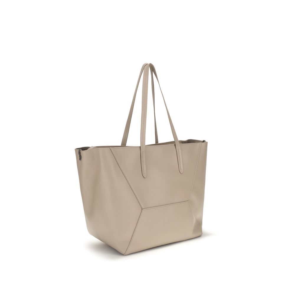 Brunello Cucinelli Beige Calf Leather Bos Taurus Shoulder Bag - view 3