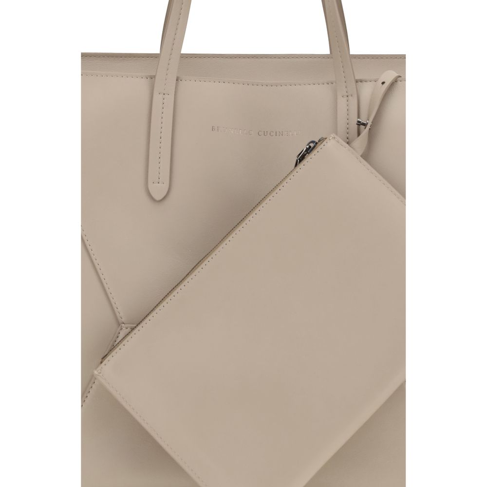 Brunello Cucinelli Beige Calf Leather Bos Taurus Shoulder Bag - view 4
