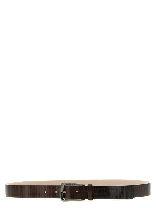 Brunello Cucinelli Brown Leather Regular Belt - YSONA