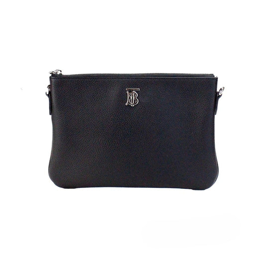 Burberry Peyton Monogram Black Leather Pouch Crossbody Bag