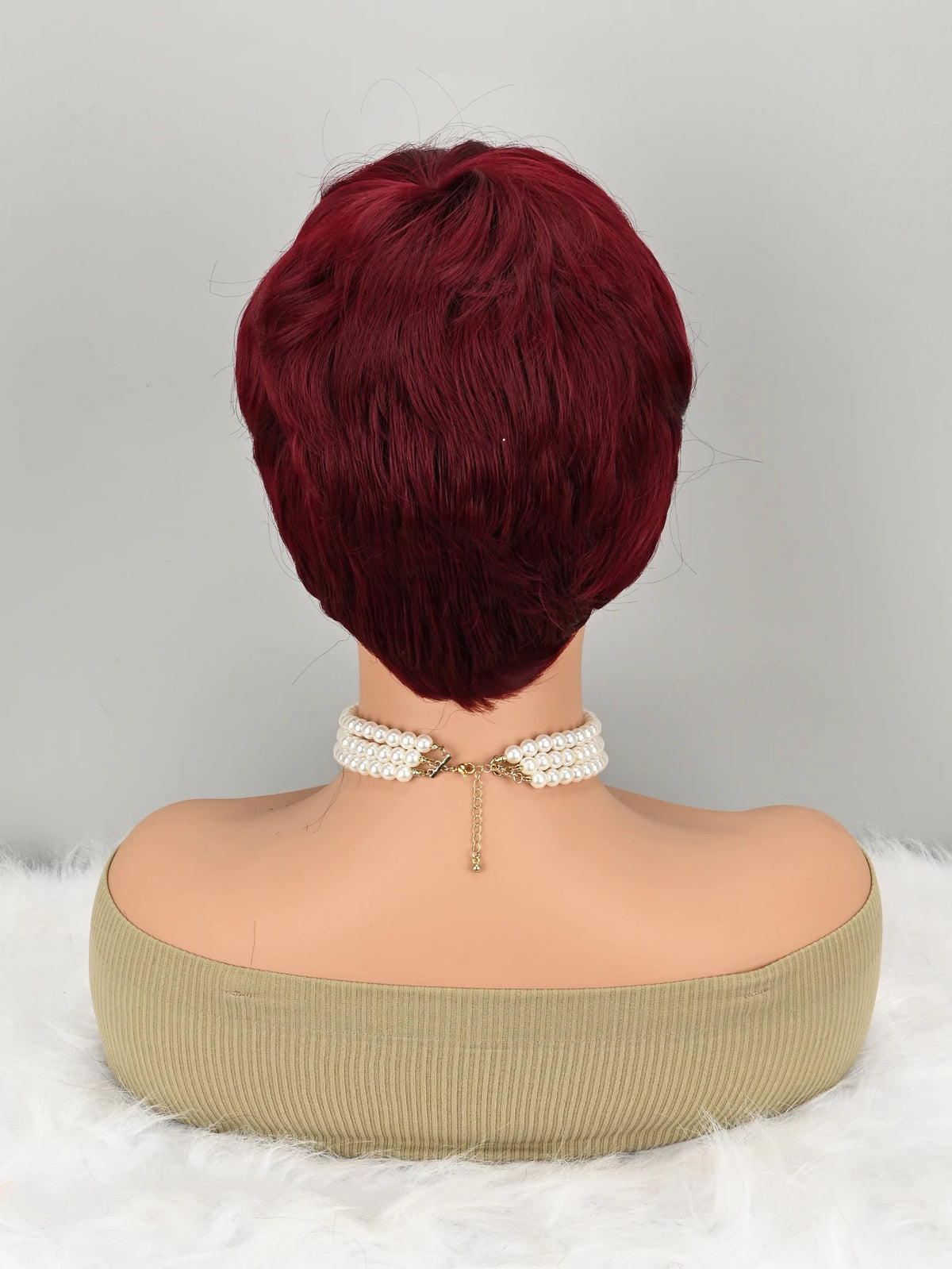Burgundy Short Pixie Cut Synthetic Wig – Glueless Boy Cut Red Wig