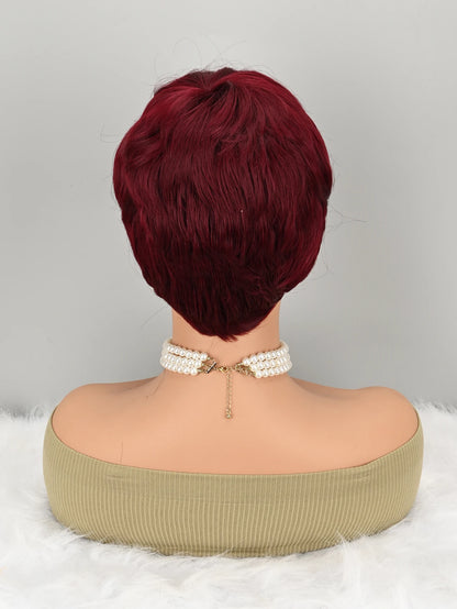 Burgundy Short Pixie Cut Synthetic Wig – Glueless Boy Cut Red Wig