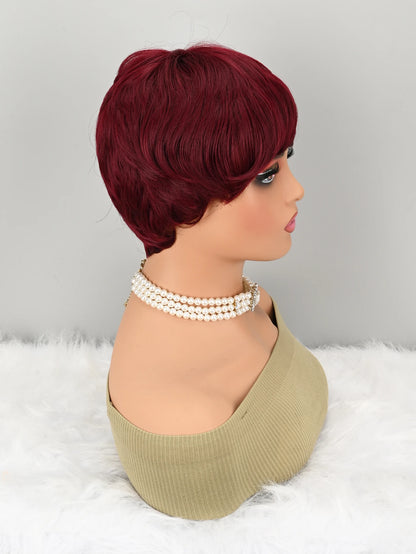 Burgundy Short Pixie Cut Synthetic Wig – Glueless Boy Cut Red Wig