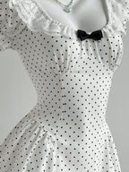 YSONA Lace Detail Polka Dot Mini Dress — side view | Women's Dress | Shop YSONA