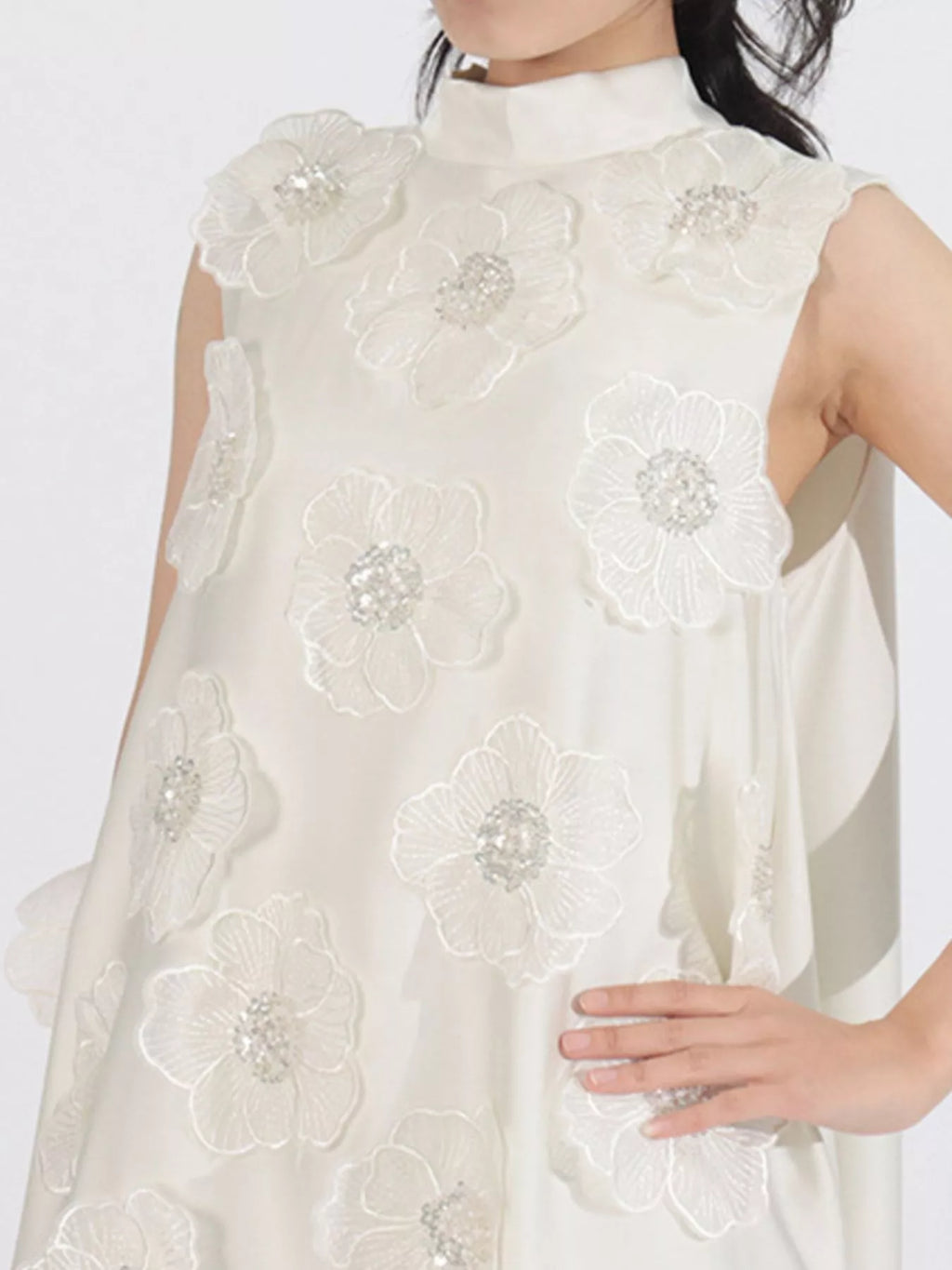 YSONA Floral Embellished Sleeveless Maxi Dress — close-up view | Women's Dress | Shop YSONA