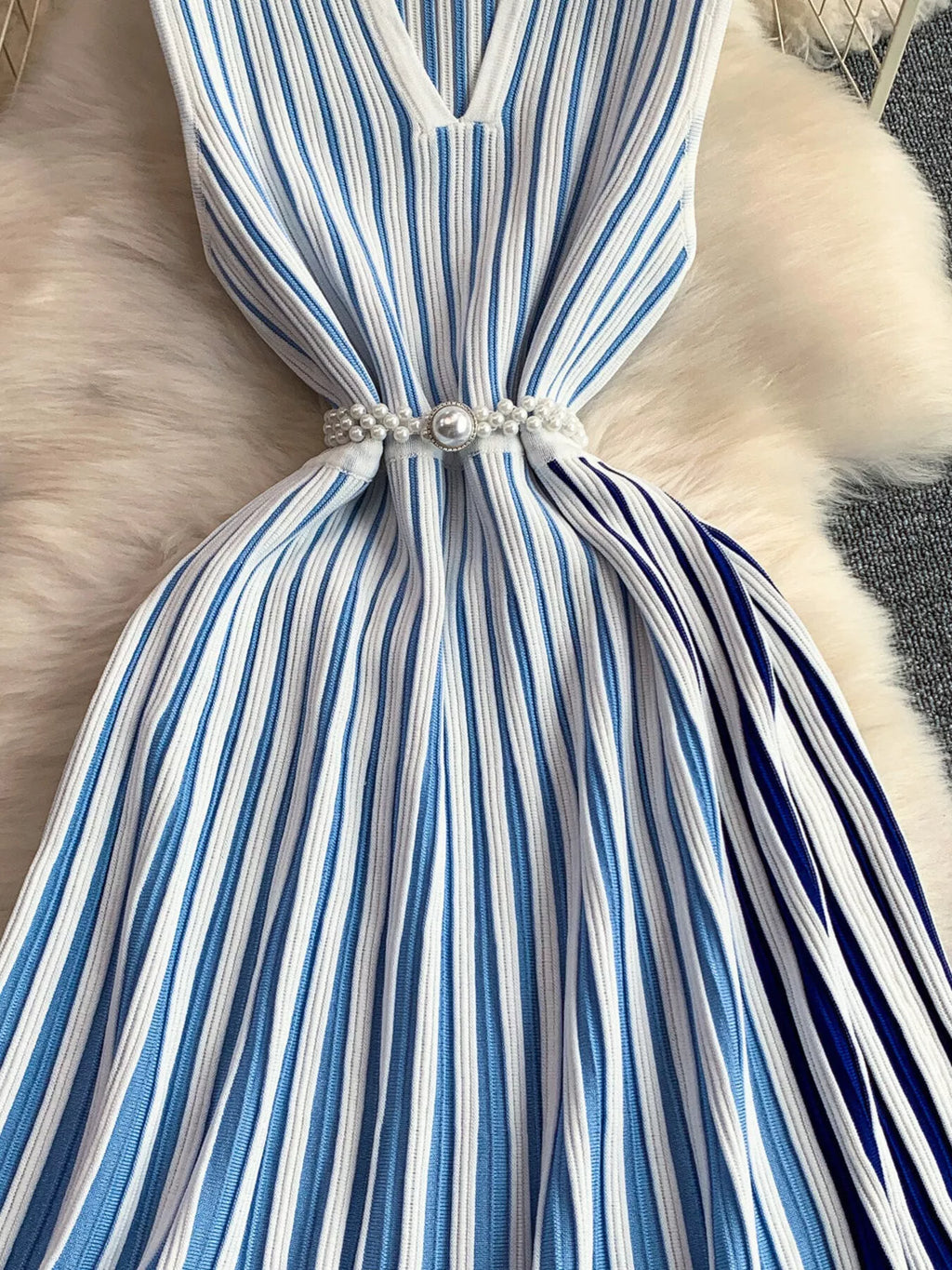 YSONA Striped Sleeveless Midi Dress — model wearing | Women's Dress | Shop YSONA