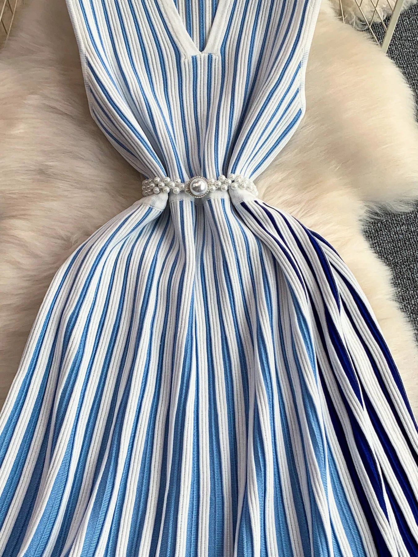 YSONA Striped Sleeveless Midi Dress — model wearing | Women's Dress | Shop YSONA