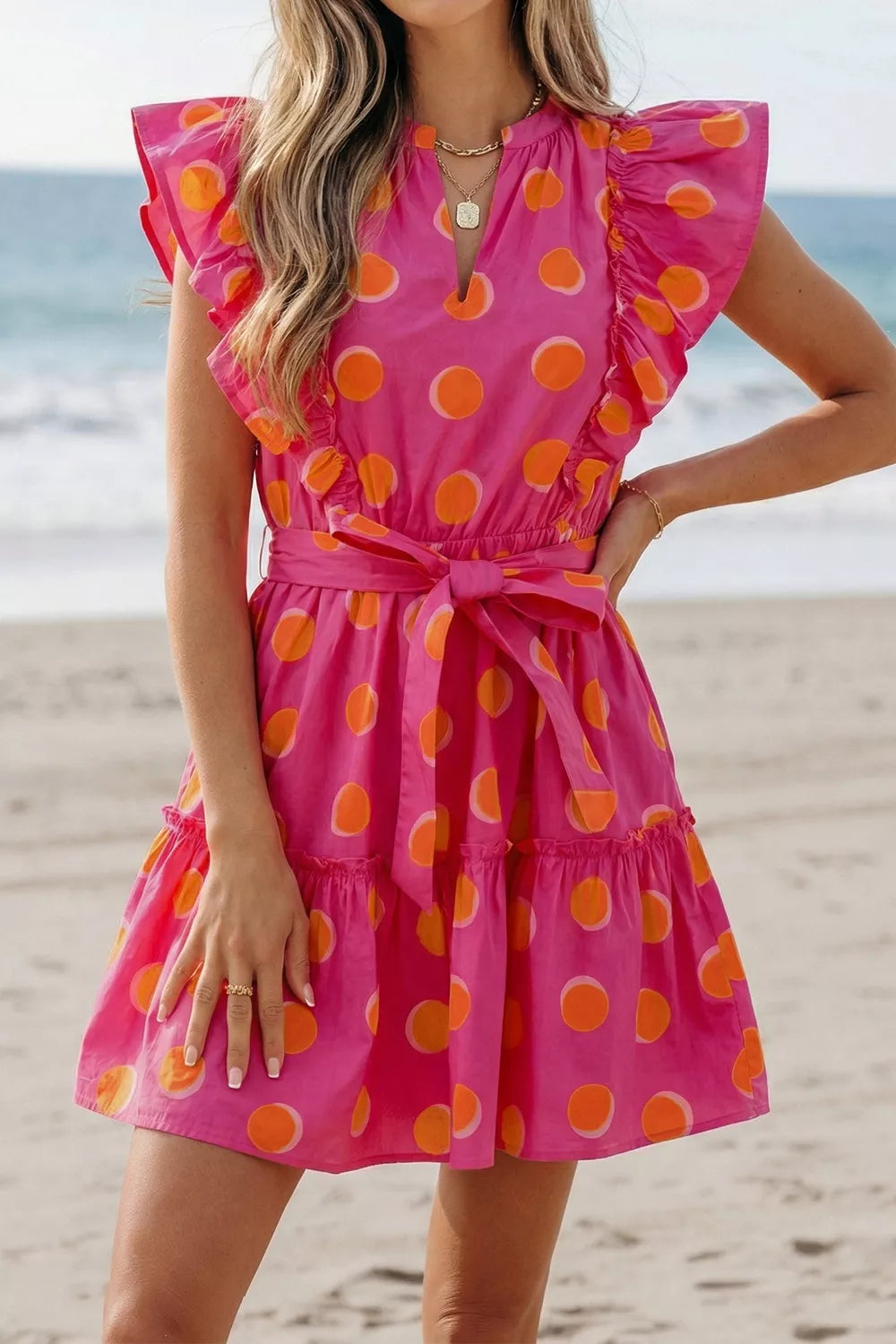 YSONA Ruffle Sleeve Polka Dot Mini Dress — side view | Women's Dress | Shop YSONA