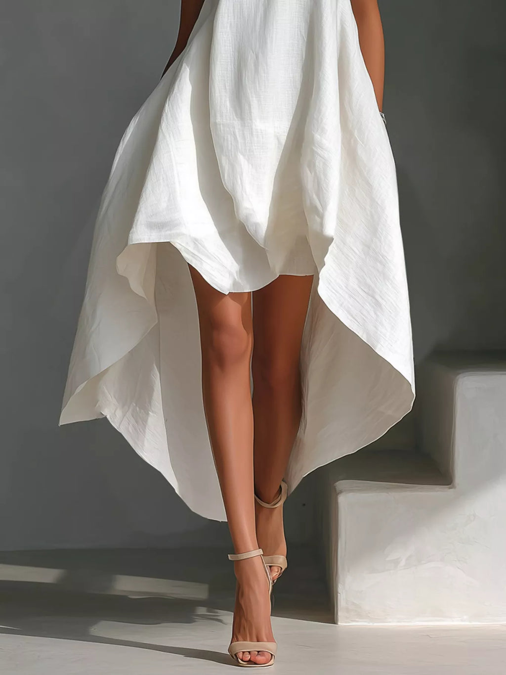 YSONA High-Low Round Neck Sleeveless Dress — side view | Women's Dress | Shop YSONA