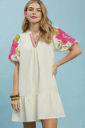 YSONA Umgee Floral Embroidered Textured Jacquard Dress — front view | Women's Dress | Shop YSONA