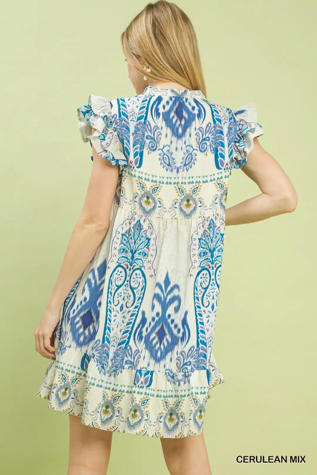 YSONA Umgee Mix Ruffle Sleeve Boho Print Dress — side view | Women's Dress | Shop YSONA