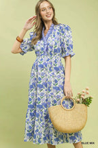 YSONA Umgee Floral Ruffle Trim Tiered Midi Dress — front view | Women's Dress | Shop YSONA