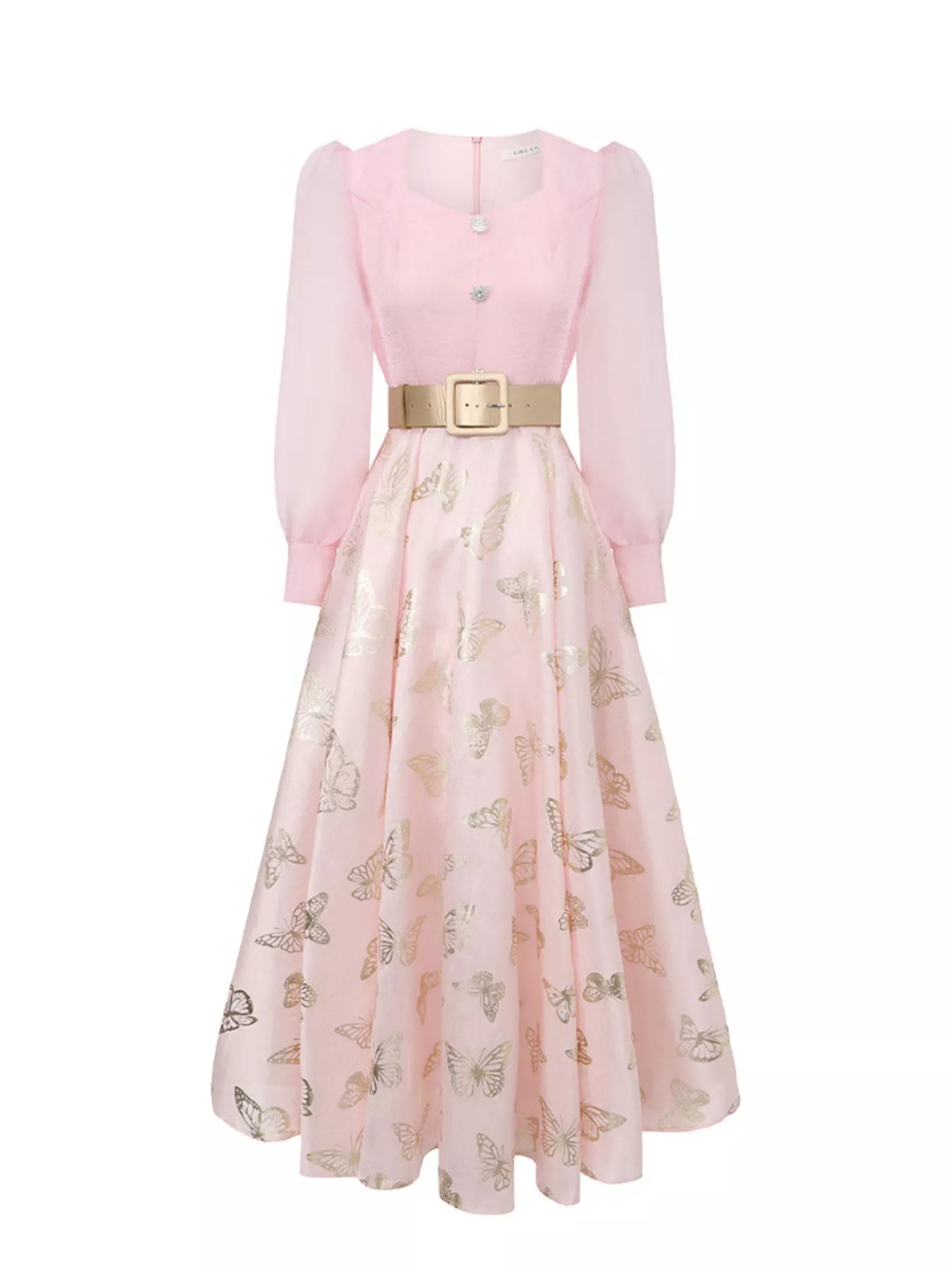 YSONA Butterfly Print Puff Sleeve Dress — fabric detail | Women's Dress | Shop YSONA