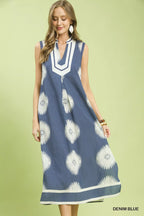 YSONA Umgee Sleeveless Geometric Midi Dress — front view | Women's Dress | Shop YSONA