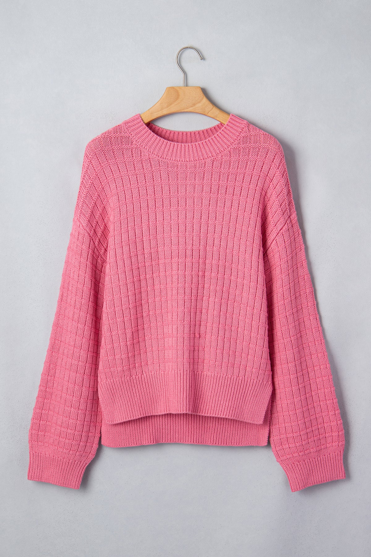 Peach Blossom Drop Shoulder Long Sleeve Knit Regular Fit Sweater