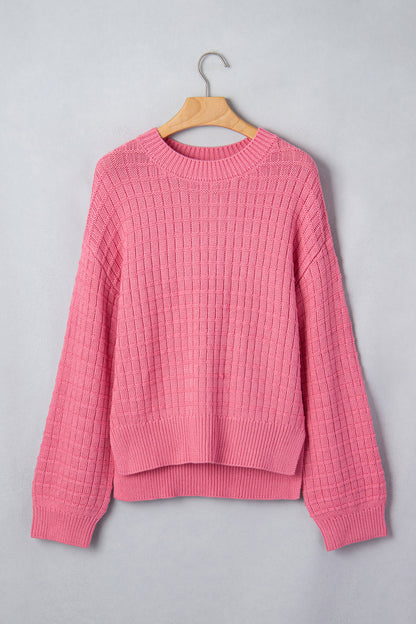 Peach Blossom Drop Shoulder Long Sleeve Knit Regular Fit Sweater