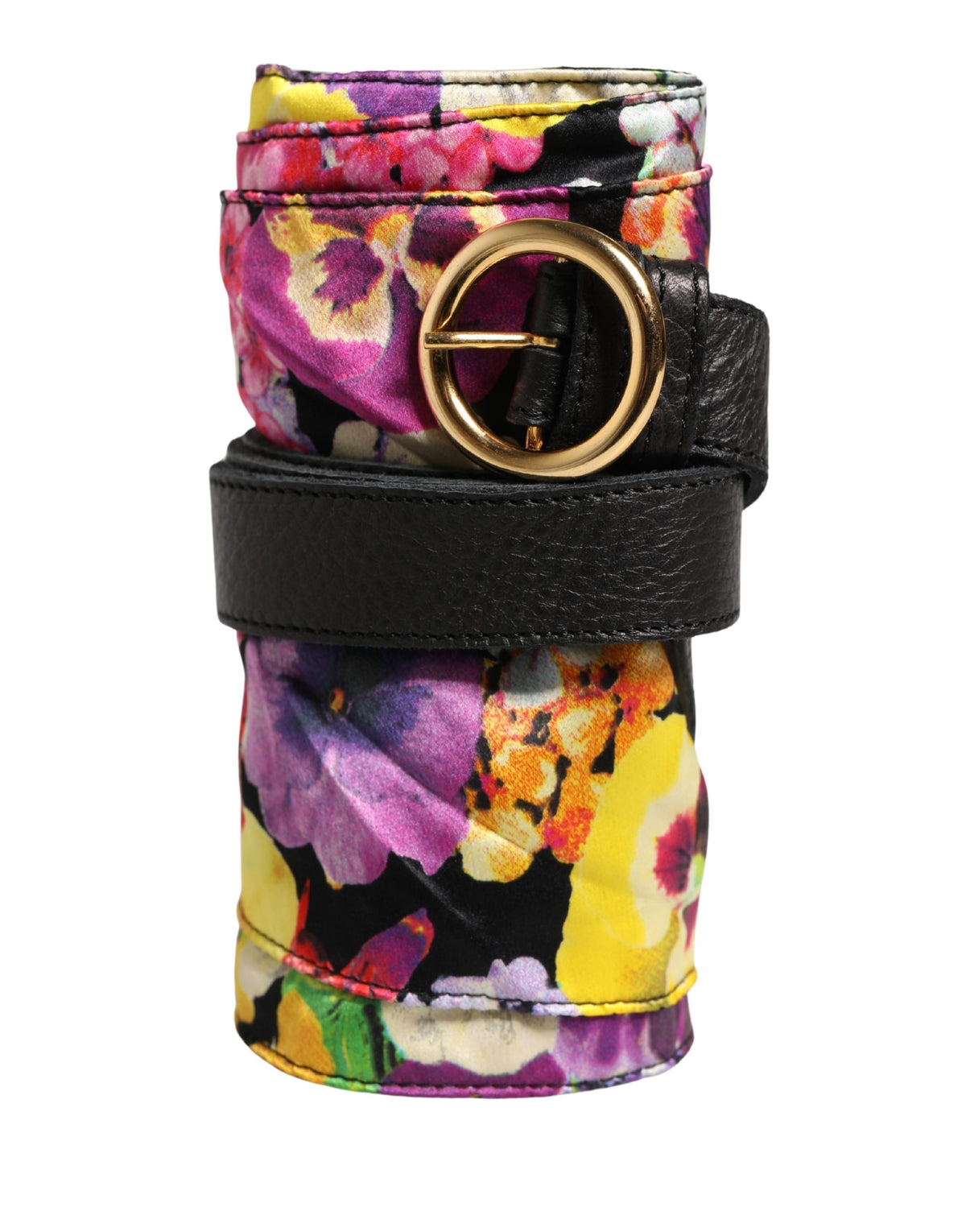 Cavalli Class Multicolor Floral Wide Waist Gold Metal Buckle Cintura Belt - view 2