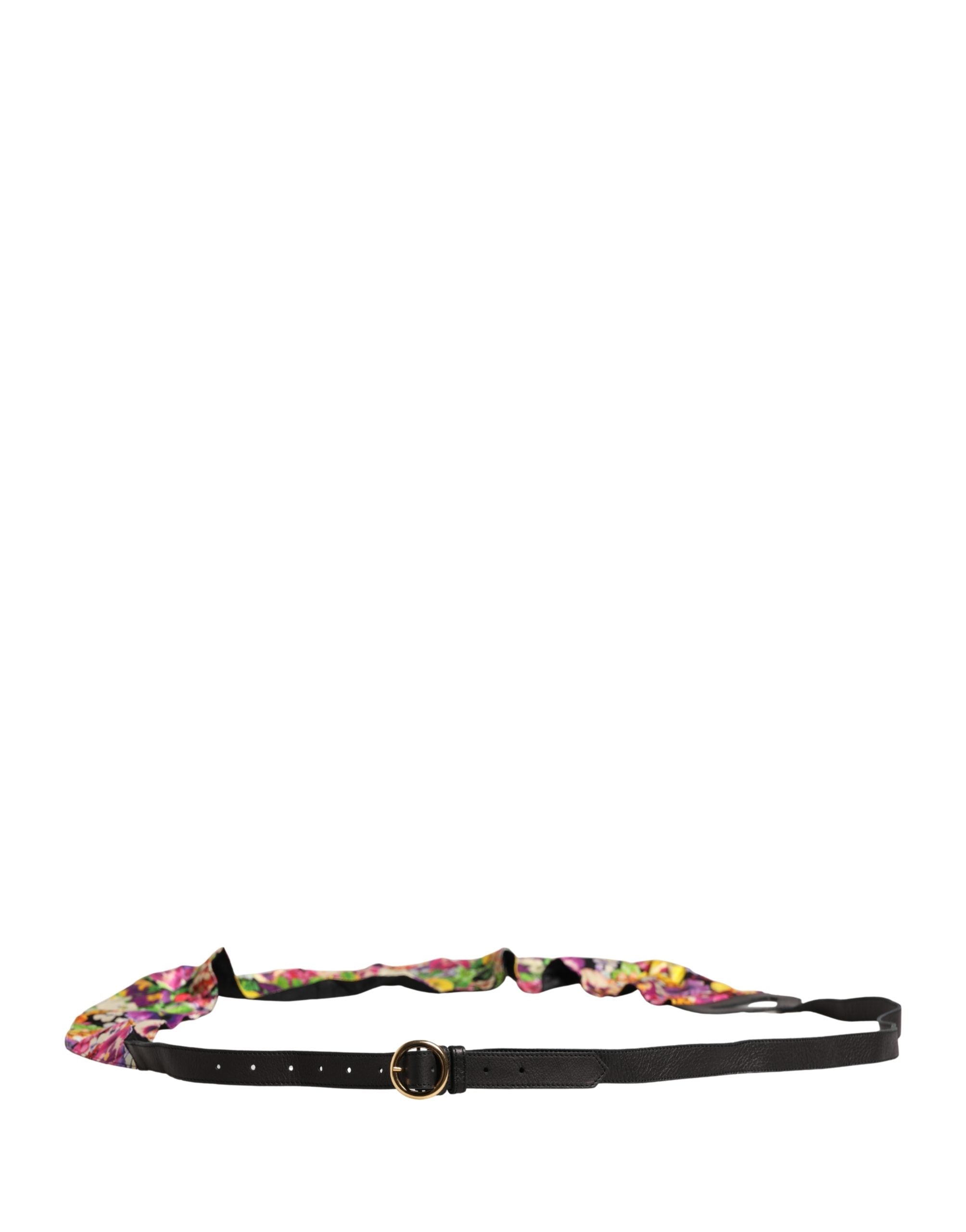 Cavalli Class Multicolor Floral Wide Waist Gold Metal Buckle Cintura Belt - view 3
