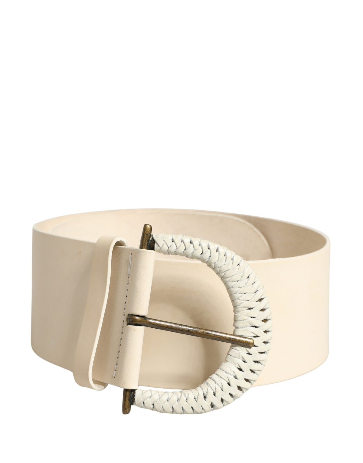 Cavalli Class Off White Leather Waist Women Cintura Buckle Belt - YSONA