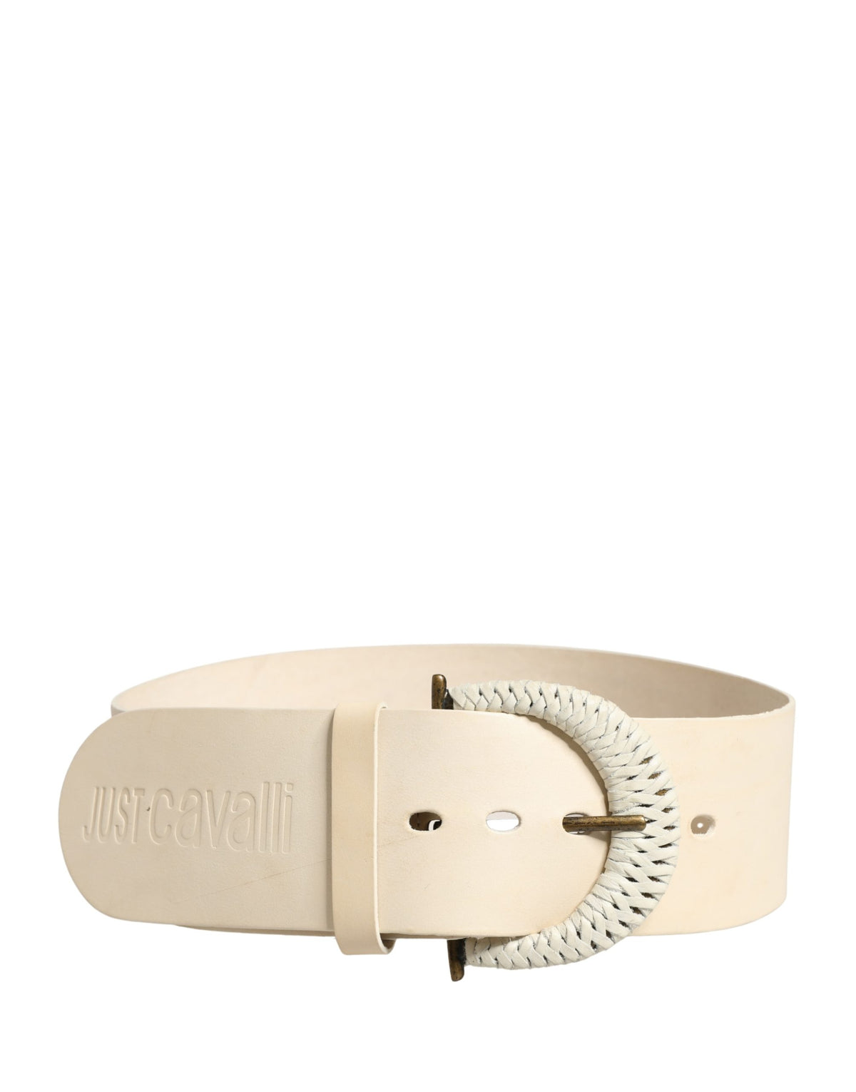 Cavalli Class Off White Leather Waist Women Cintura Buckle Belt - view 4
