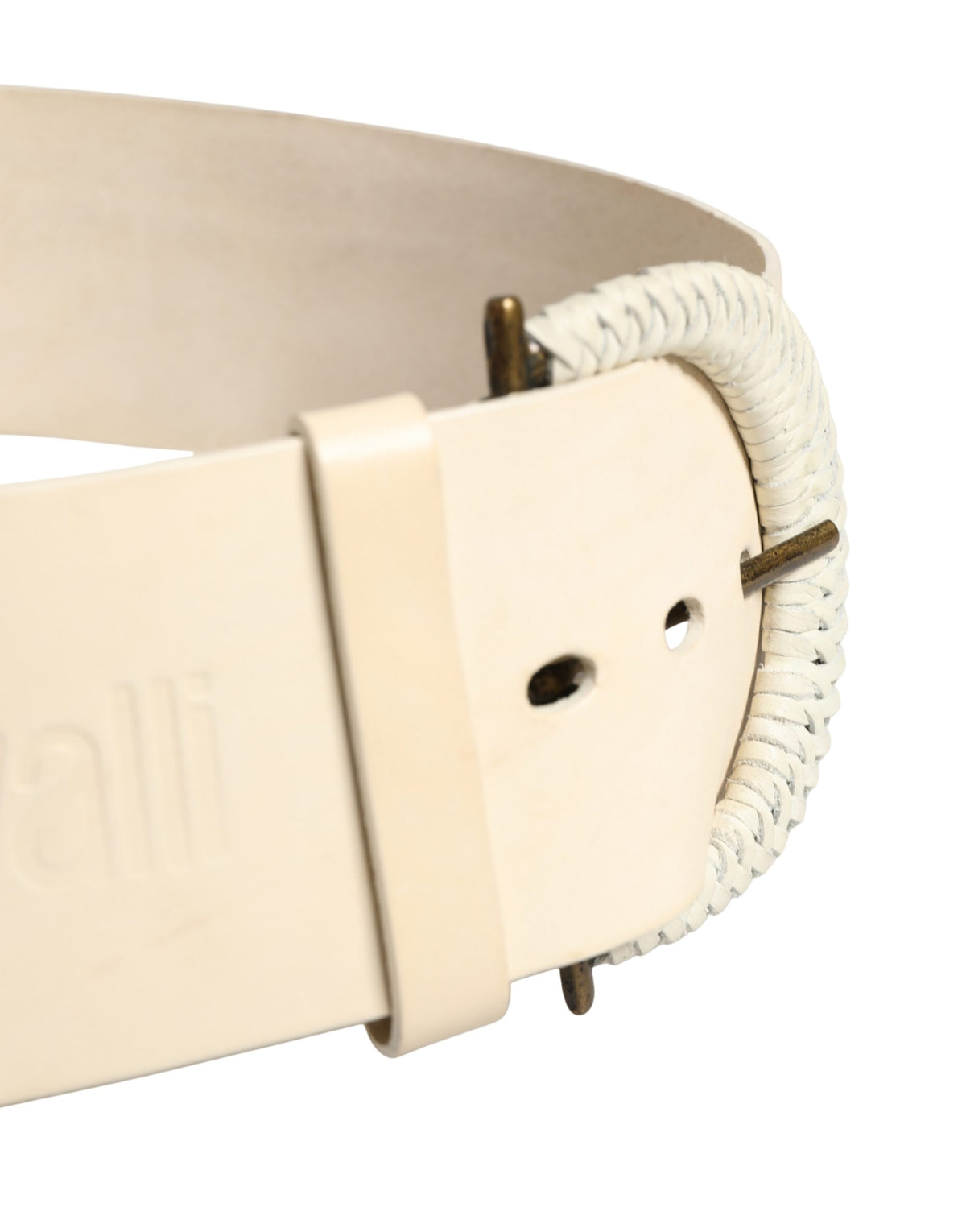 Cavalli Class Off White Leather Waist Women Cintura Buckle Belt - view 5