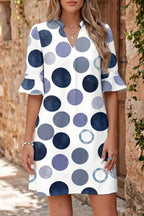 YSONA Polka Dot Print Flounced Half Sleeve Casual Mini Dress — close-up view | Women's Dress