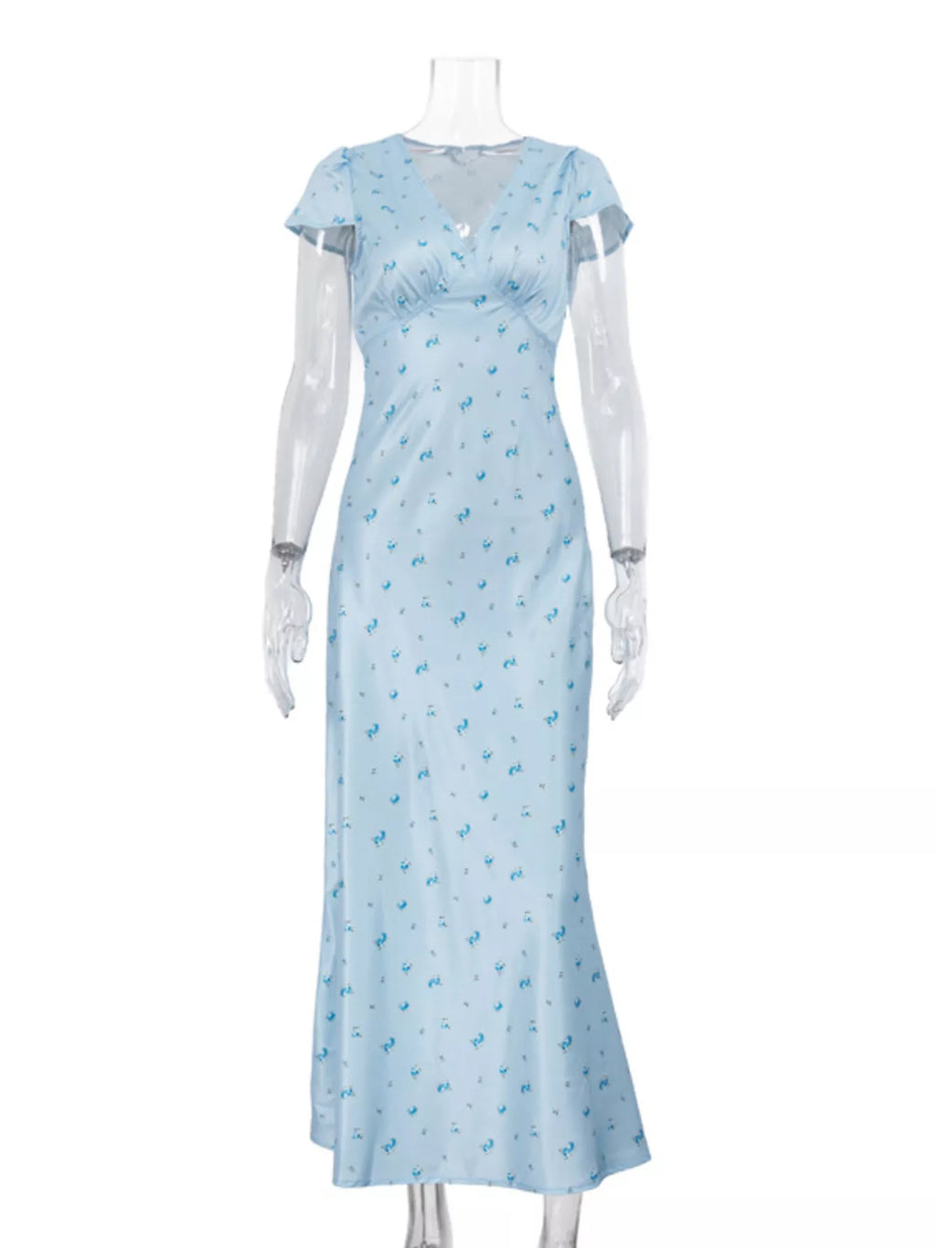 YSONA V-Neck Cap Sleeve Maxi Dress — detail view | Women's Dress | Shop YSONA