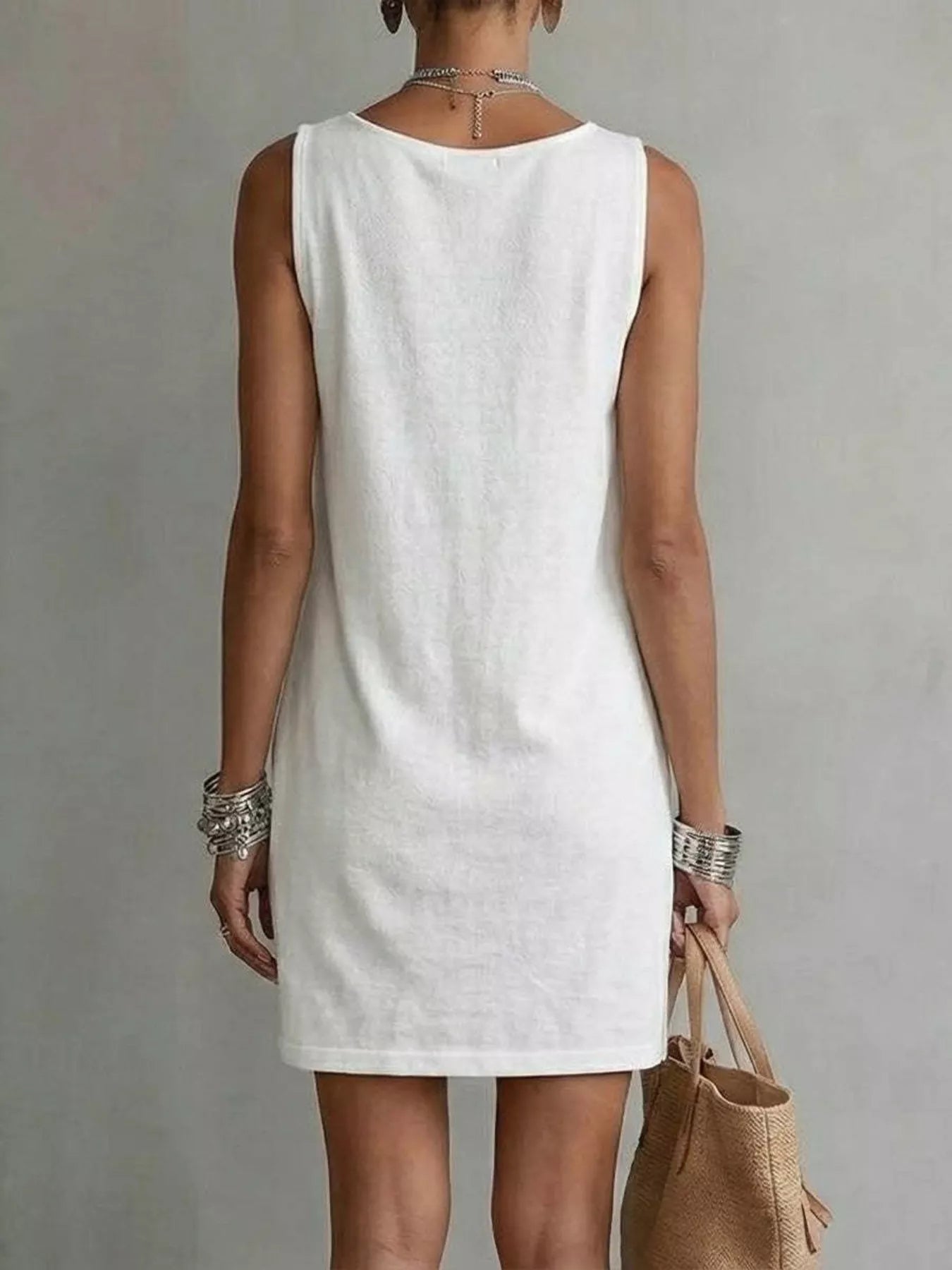 YSONA Casual Sleeveless Cowl Neck Mini Dress — back view | Women's Dress | Shop YSONA