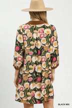 YSONA Umgee Mix Floral Contrast Trim Shift Mini Dress — side view | Women's Dress | Shop YSONA