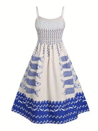 YSONA Sardine Print Spaghetti Strap Midi Dress — fabric detail | Women's Dress | Shop YSONA