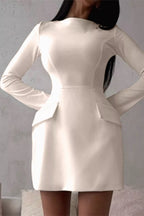 YSONA Long-Sleeve Mini Dress with Flap Pockets — back view | Women's Dress | Shop YSONA
