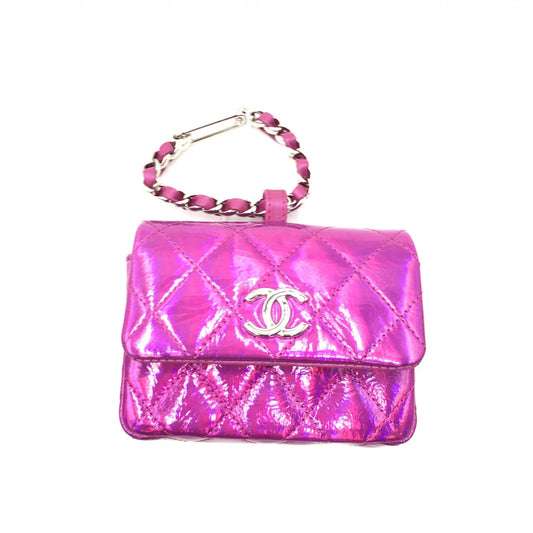 Chanel Iridescent Pink Quilted Leather Pouch - YSONA