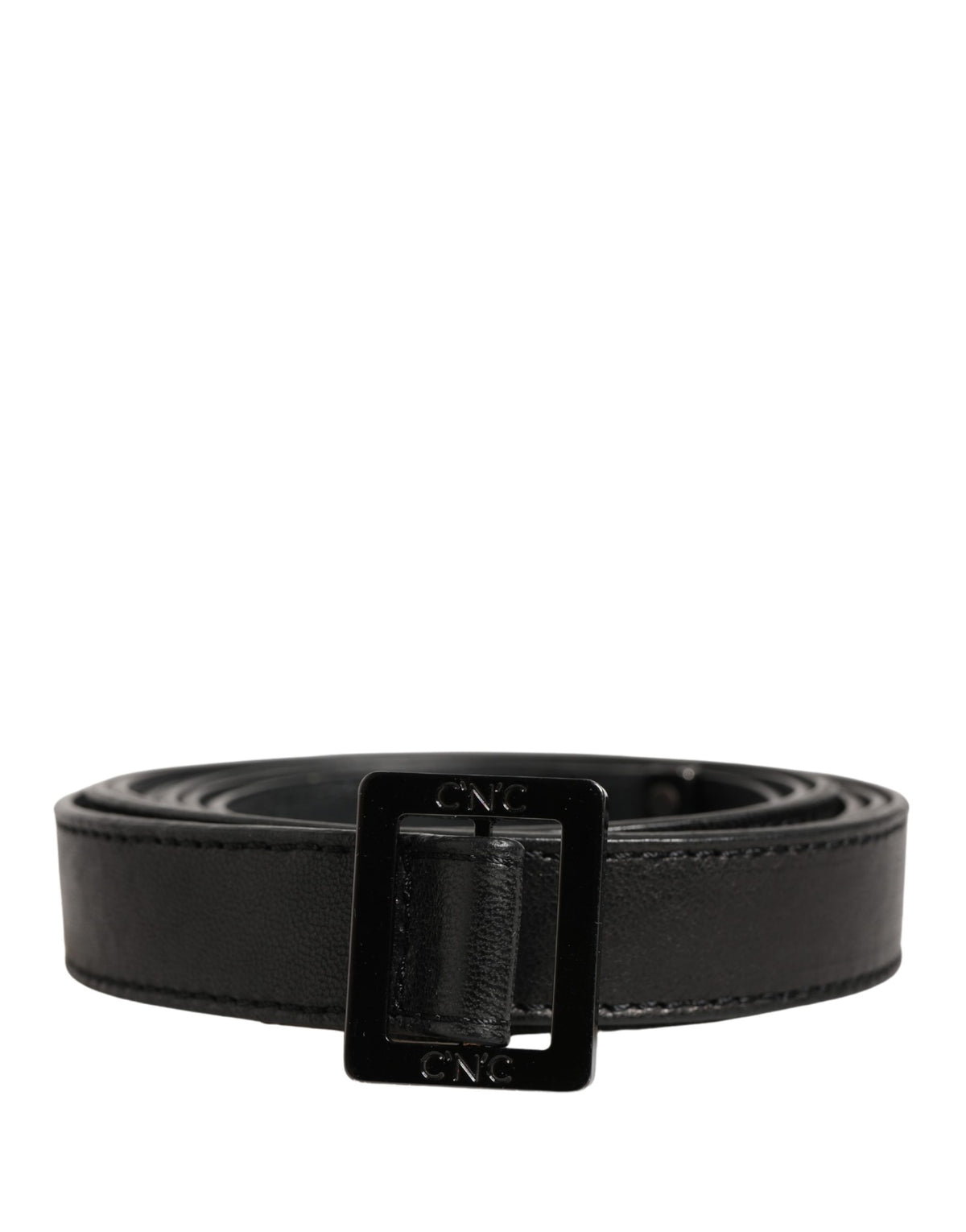 Costume National Black Leather Square Metal Buckle Waist Belt - view 2