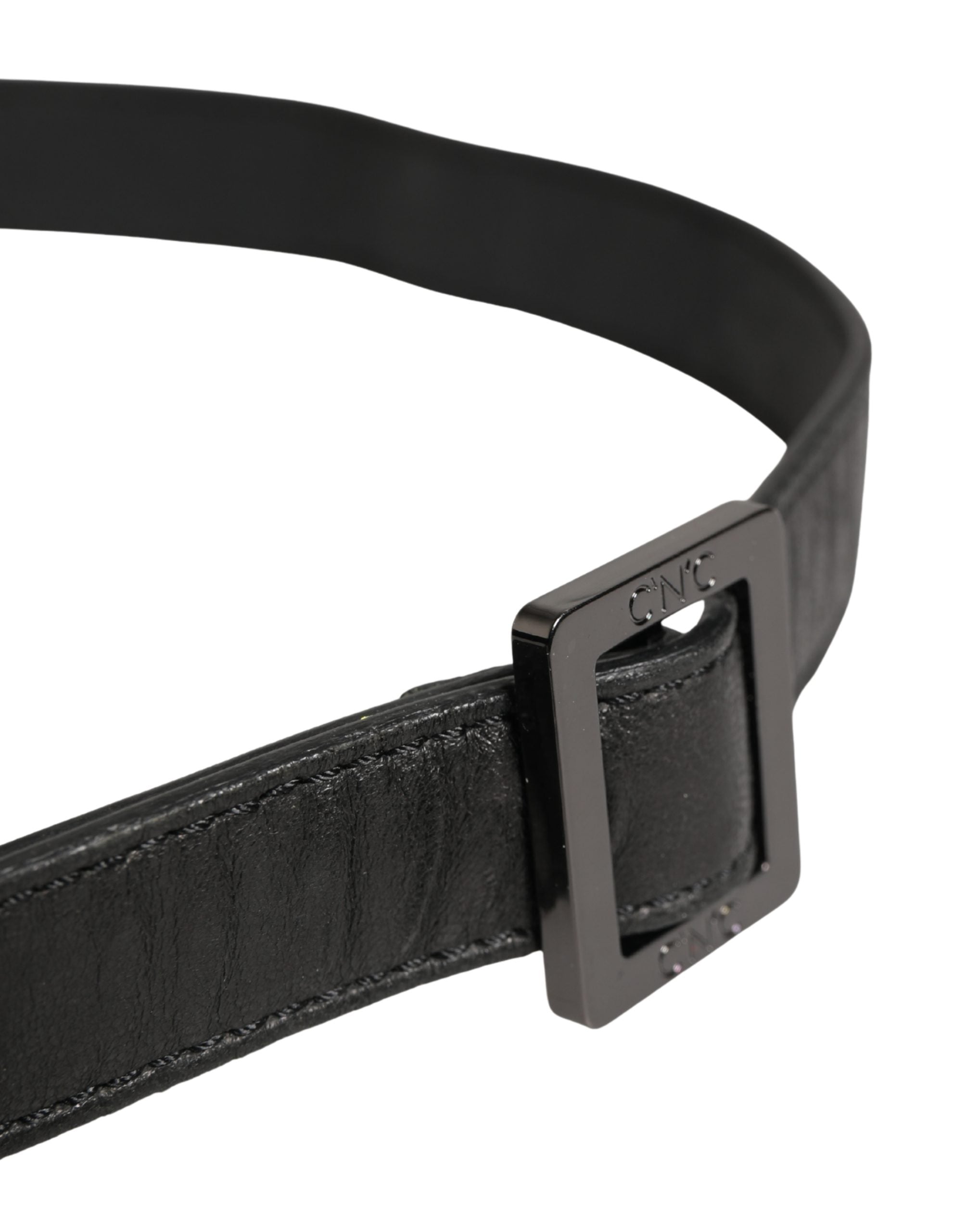 Costume National Black Leather Square Metal Buckle Waist Belt - view 4