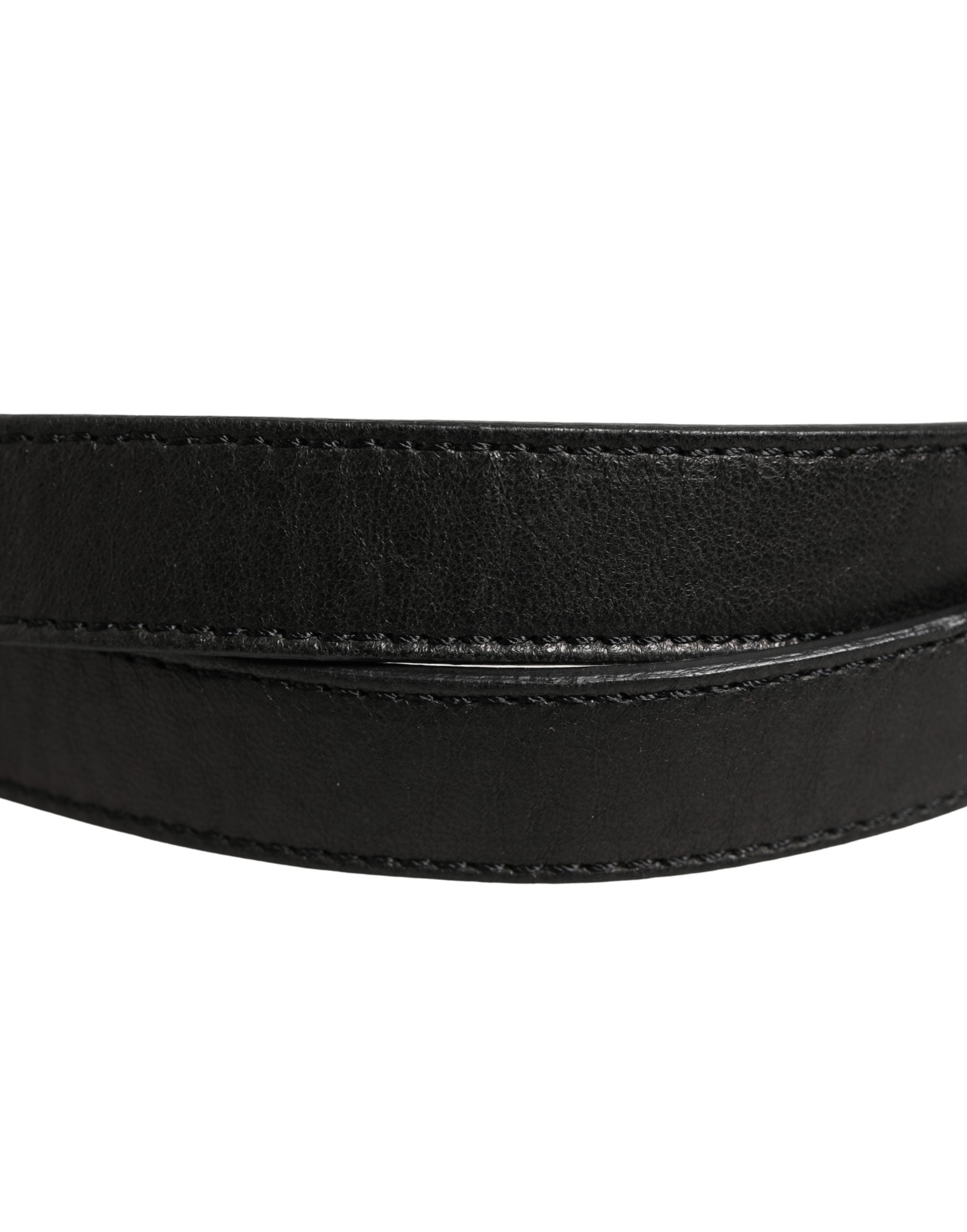 Costume National Black Leather Square Metal Buckle Waist Belt - view 5